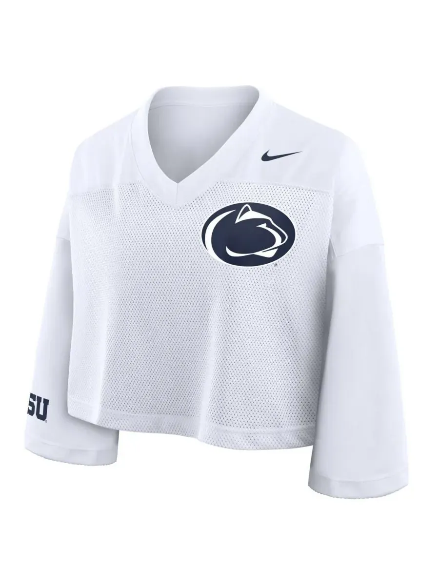 Nike Женская белая укороченная сетчатая футболка Penn State Nittany Lions Dri-FIT Fashion Jersey — изображение 2 из 3, белый