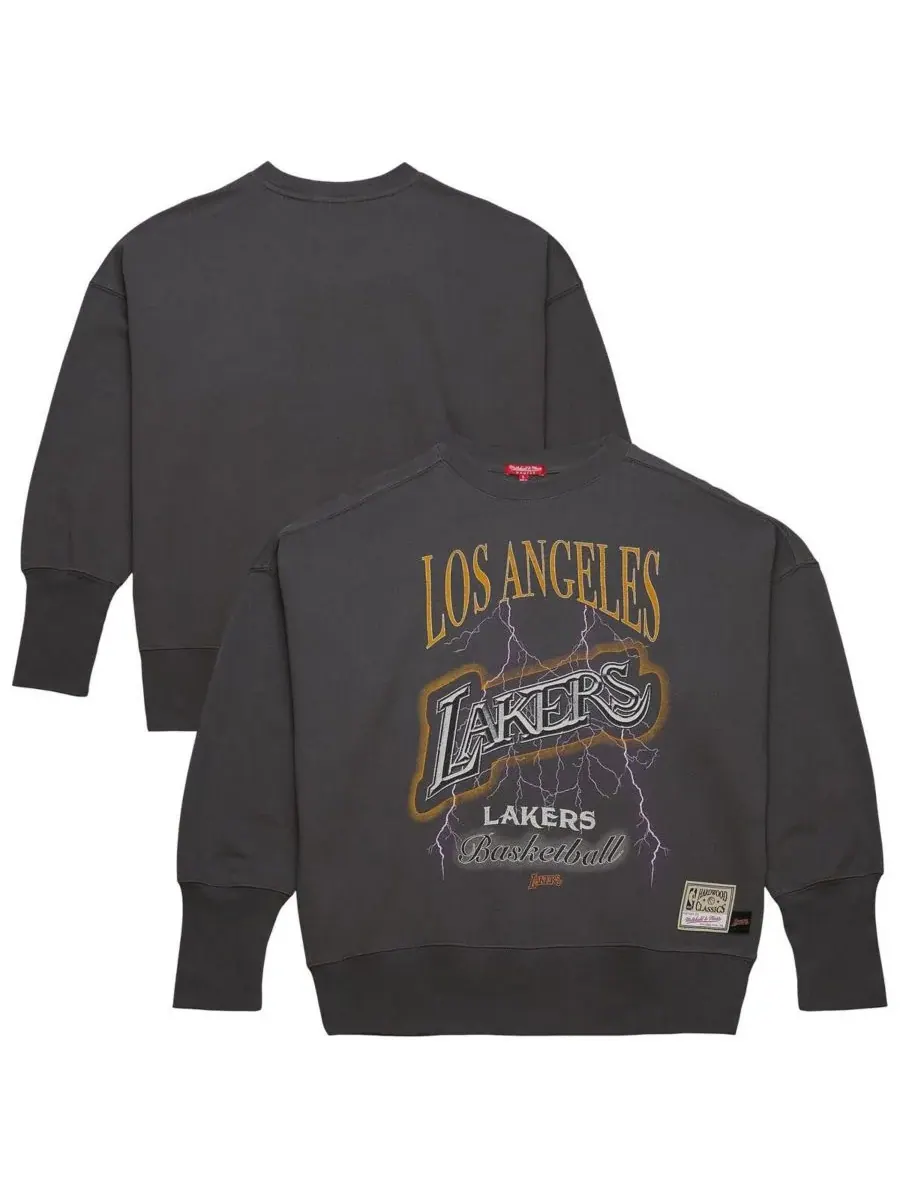 Mitchell & Ness Женская легкая толстовка-пуловер Los Angeles Lakers Hardwood Classics угольного — изображение 1 из 5