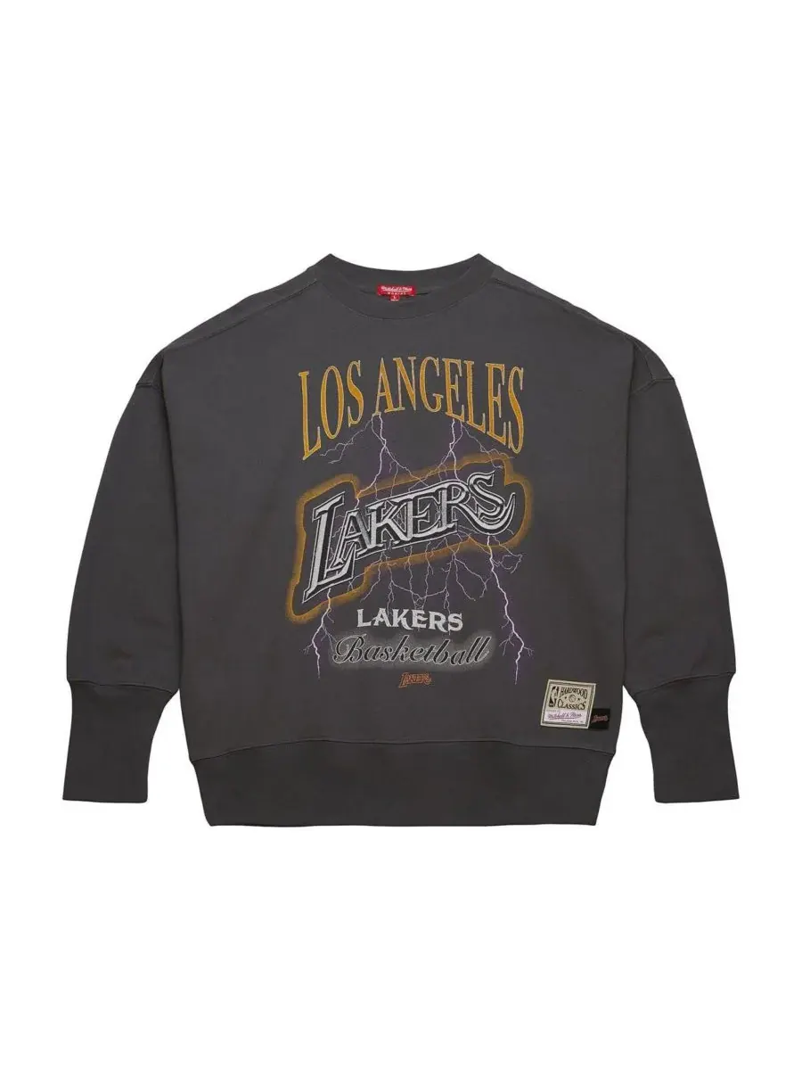 Mitchell & Ness Женская легкая толстовка-пуловер Los Angeles Lakers Hardwood Classics угольного — изображение 4 из 5