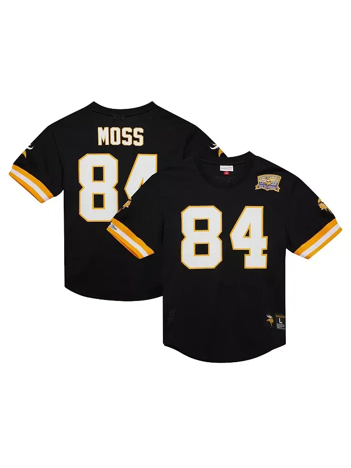 Мужская футболка с сетчатыми вставками Randy Moss, черная, Minnesota Vikings, с именем и номером — изображение 1 из 3