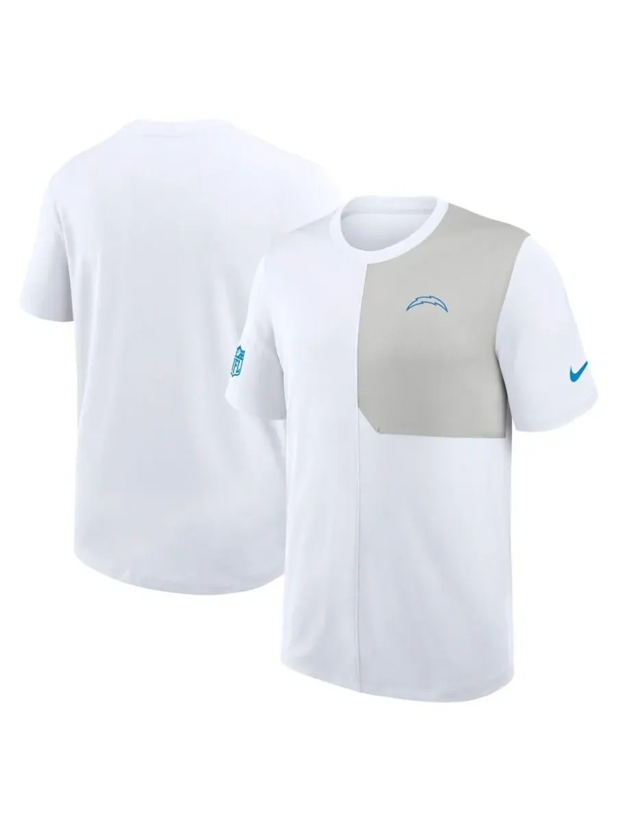 Nike Мужская белая футболка тренера Los Angeles Chargers для игры на боковой линии поля с защитой — изображение 1 из 3, белый