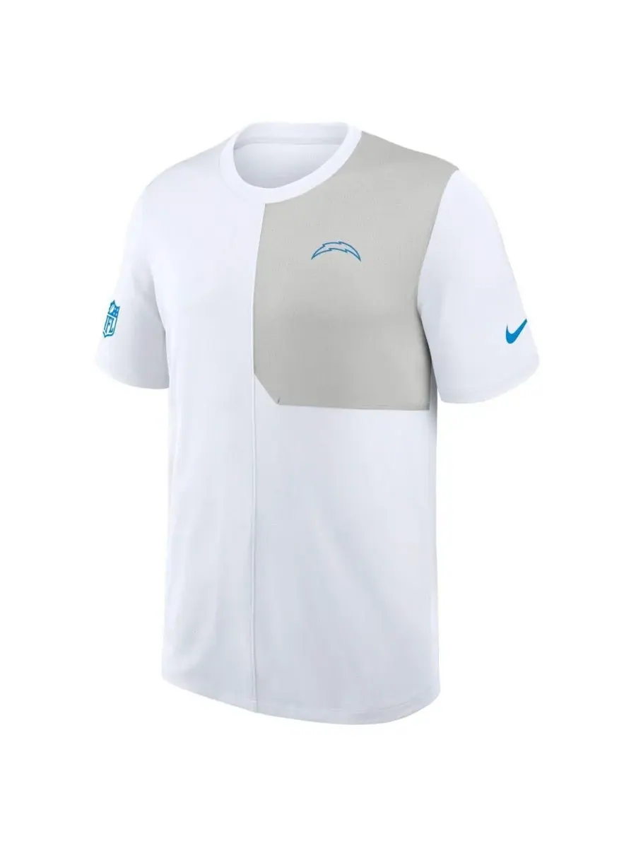 Nike Мужская белая футболка тренера Los Angeles Chargers для игры на боковой линии поля с защитой — изображение 3 из 3, белый