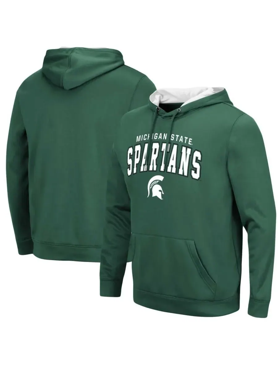 Colosseum Мужская зеленая толстовка с капюшоном Michigan State Spartans Resistance — изображение 1 из 3, зеленый