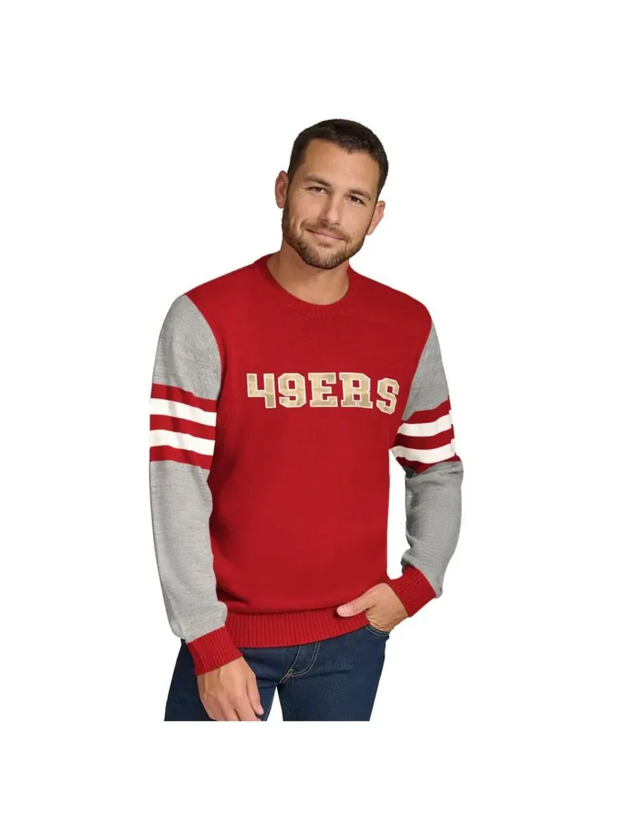 Tommy Hilfiger Мужская толстовка с круглым вырезом из акрила цвета алый/серый меланж с символикой — изображение 1 из 3