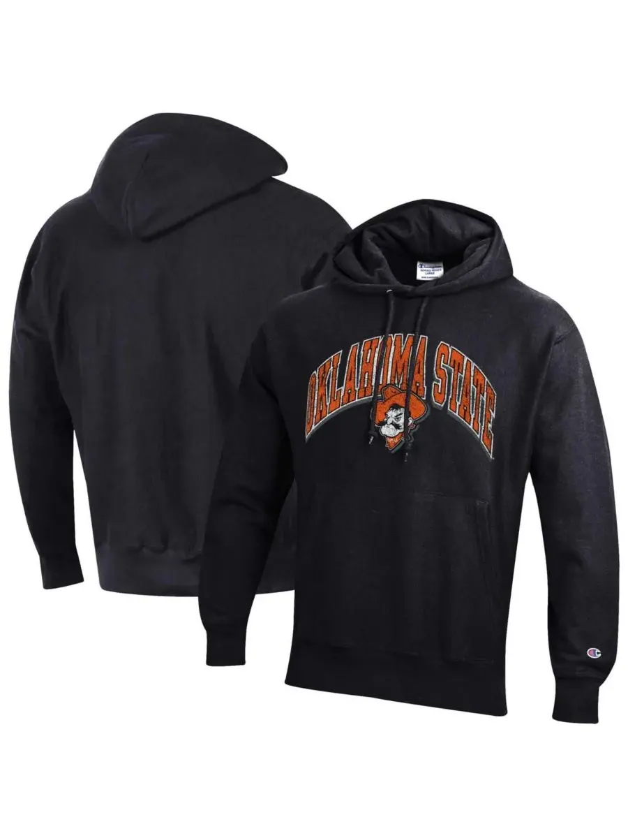 Champion Мужская черная толстовка с капюшоном Oklahoma State Cowboys Vault Late Night Reverse Weave — изображение 1 из 3