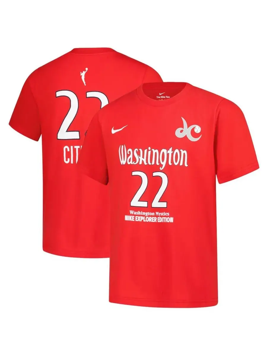 Nike Футболка Big Boys and Girls Sonia Citron Red Washington Mystics Explorer Edition с именем и — изображение 1 из 3