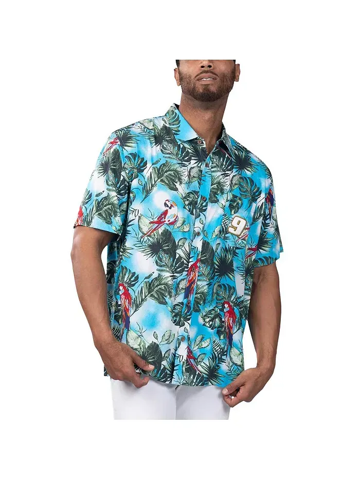 Мужская светло-голубая рубашка на пуговицах Chase Elliott Jungle Parrot Party Margaritaville — изображение 1 из 2