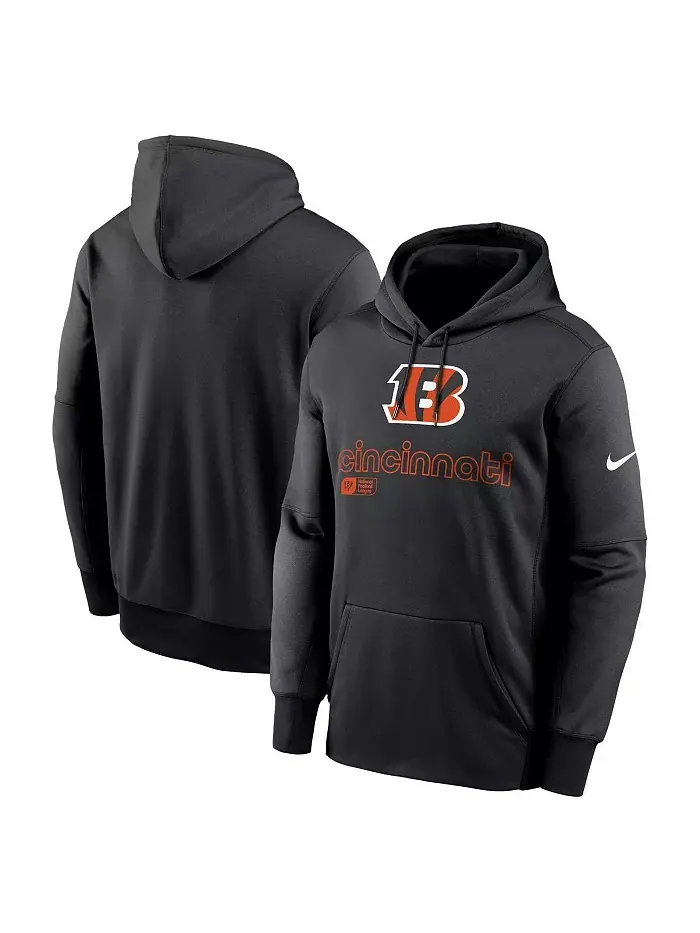 Мужская черная толстовка с капюшоном Cincinnati Bengals Performance Pullover Hoodie Nike — изображение 1 из 3