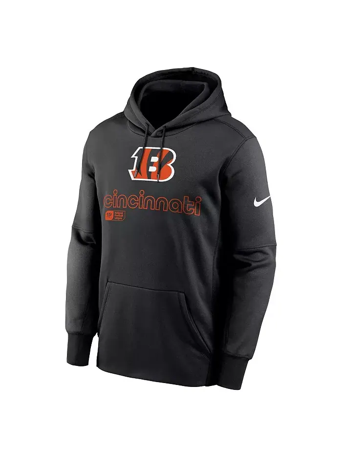 Мужская черная толстовка с капюшоном Cincinnati Bengals Performance Pullover Hoodie Nike — изображение 2 из 3