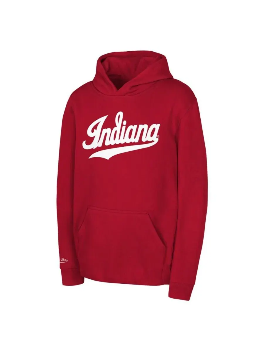 Толстовка Big Boys and Girls Crimson Indiana Hoosiers Throwback Wordmark Hoodie Mitchell & Ness — изображение 1 из 1, красный