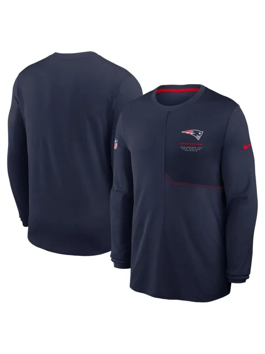 Лонгслив мужской Nike с длинным рукавом, New England Patriots Sideline Coaches UV Dri-FIT — изображение 1 из 3, темно-синий