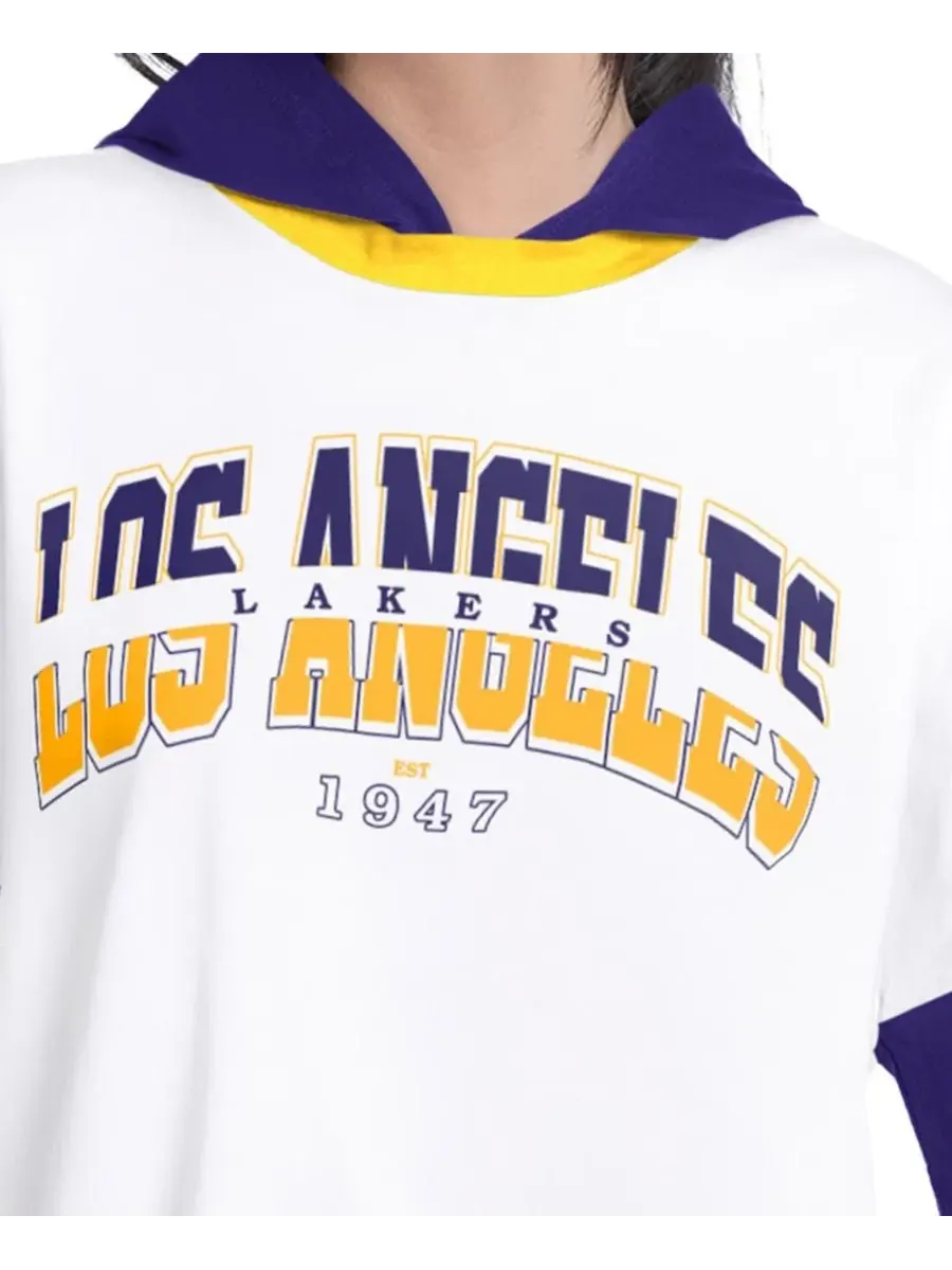 Женская футболка-худи оверсайз с длинным рукавом Los Angeles Lakers Key Player G-III 4Her by Carl — изображение 3 из 4, белый