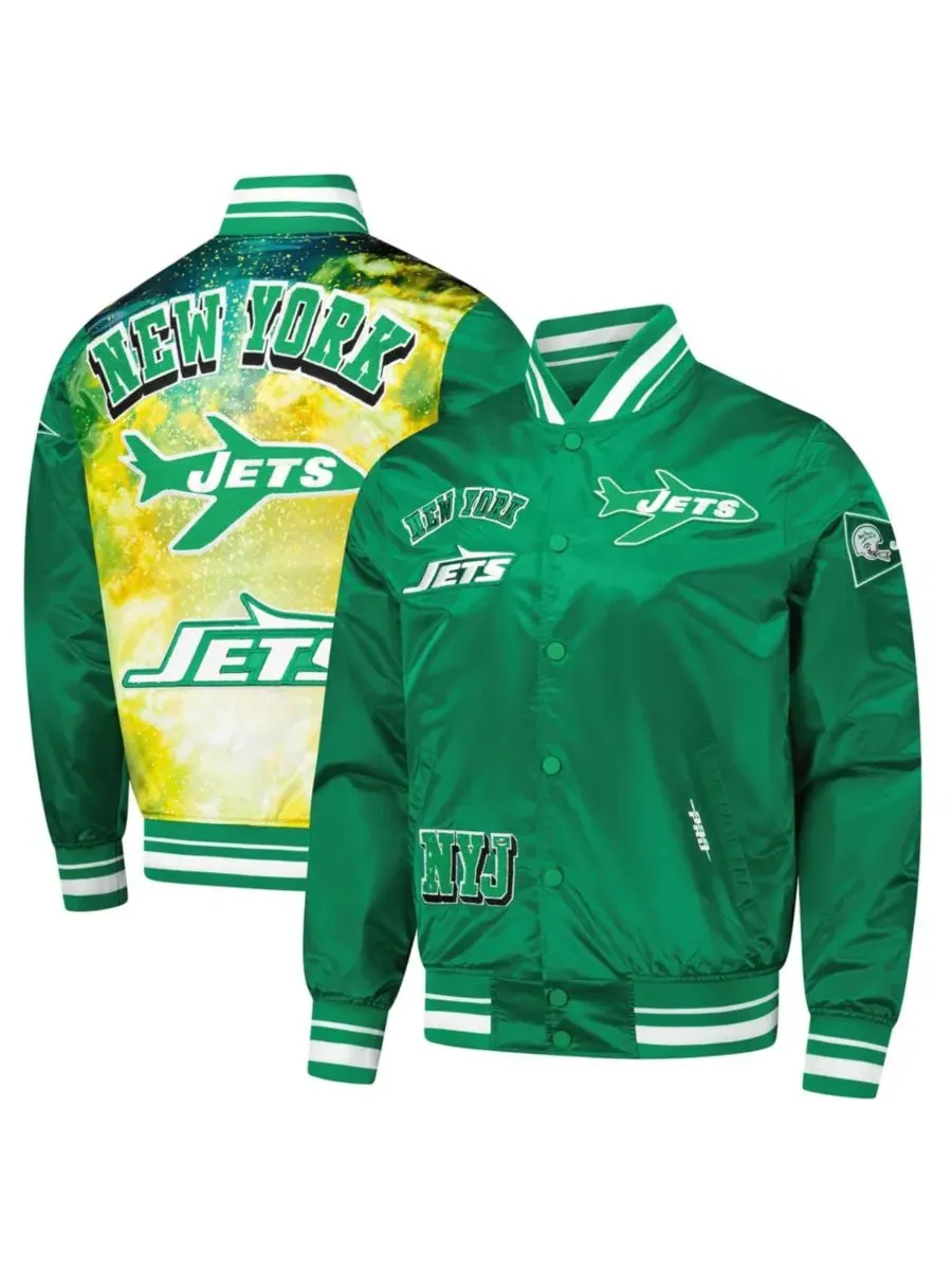 Куртка на кнопках с сатиновым блеском и принтом, New York Jets Pro Standard — изображение 1 из 3, зеленый