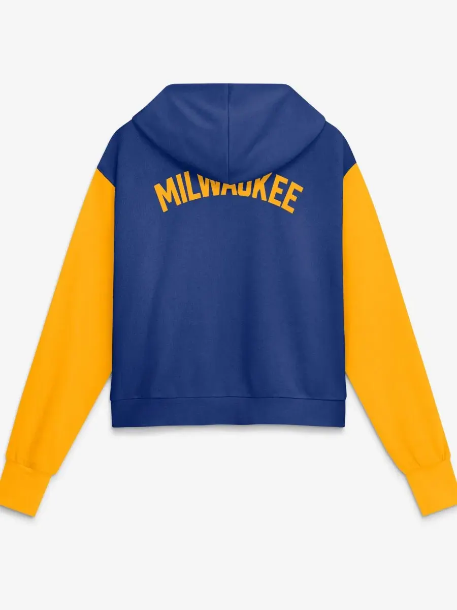 Худи женское укороченное с принтом Milwaukee Brewers Nike — изображение 3 из 5, золотистый
