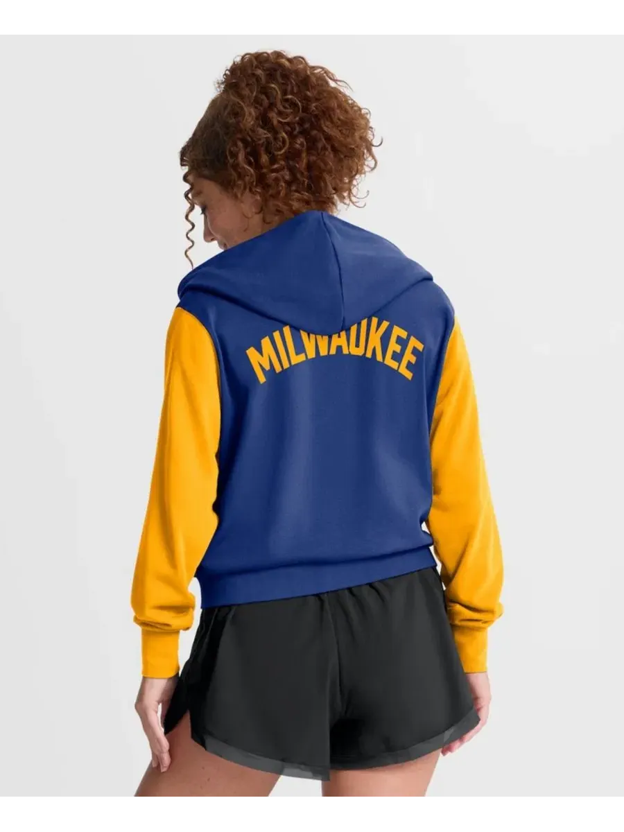 Худи женское укороченное с принтом Milwaukee Brewers Nike — изображение 4 из 5, золотистый