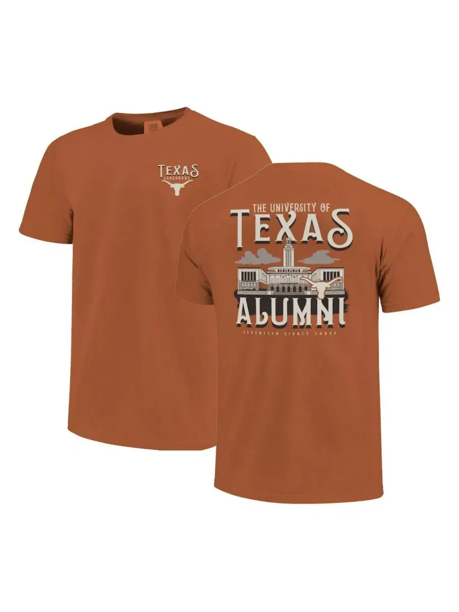 Футболка с принтом Texas Longhorns Comfort Colors Campus Alumni Image One — изображение 1 из 3, оранжевый