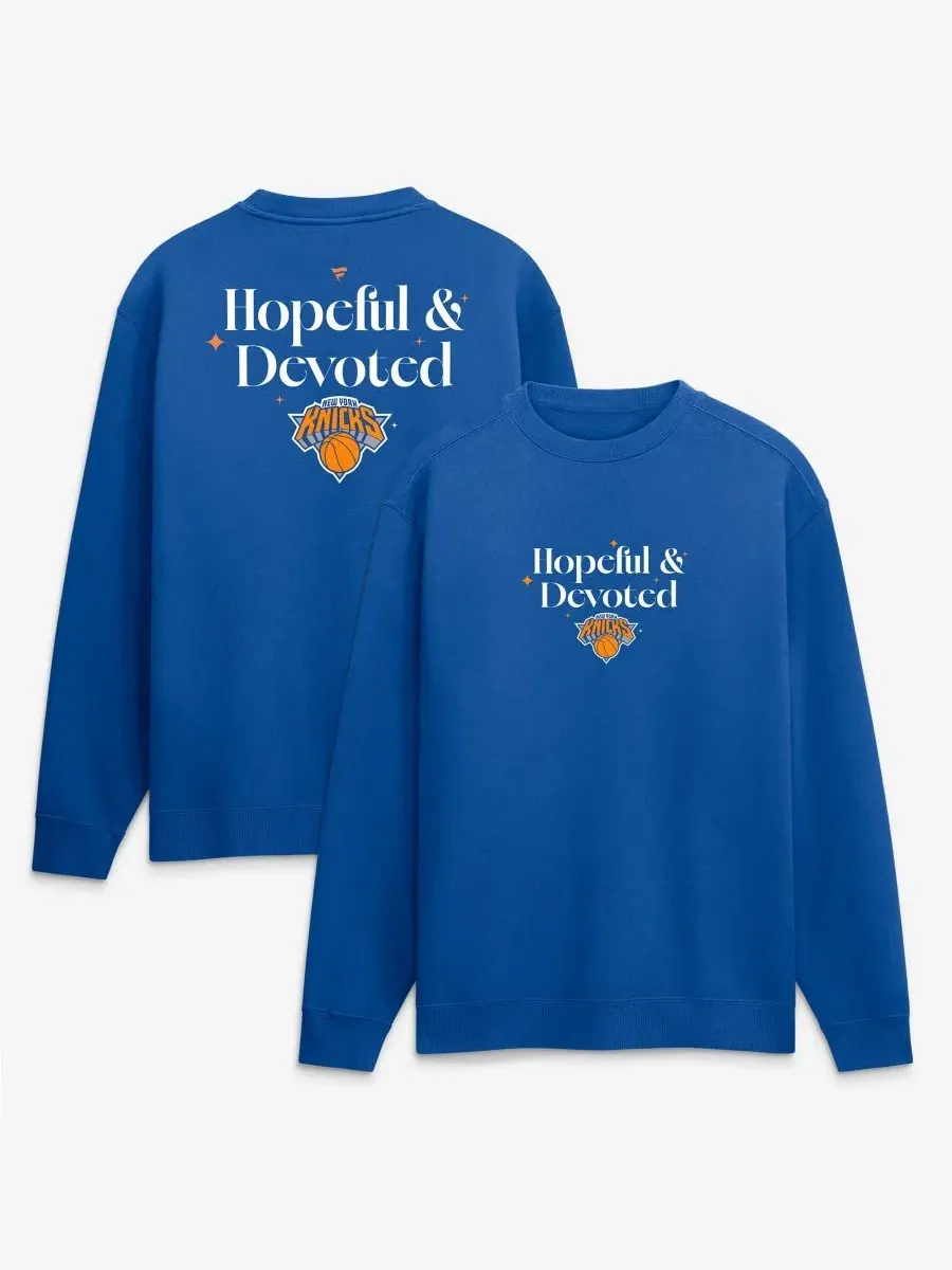 Толстовка классического кроя с флисовой подкладкой New York Knicks Hopeful Devoted Fleece Crew — изображение 1 из 3, синий