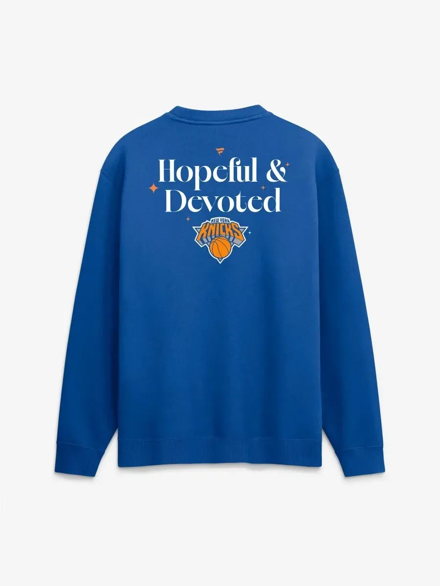 Толстовка классического кроя с флисовой подкладкой New York Knicks Hopeful Devoted Fleece Crew — изображение 3 из 3, синий