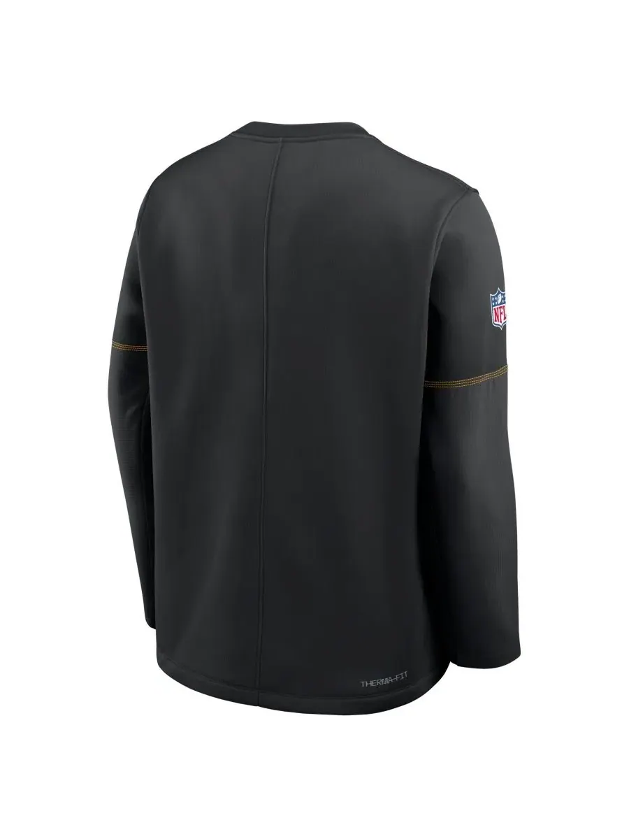 Свитшот с длинным рукавом Pittsburgh Steelers Sideline Coaches Therma-FIT Nike — изображение 3 из 3, черный золотистый