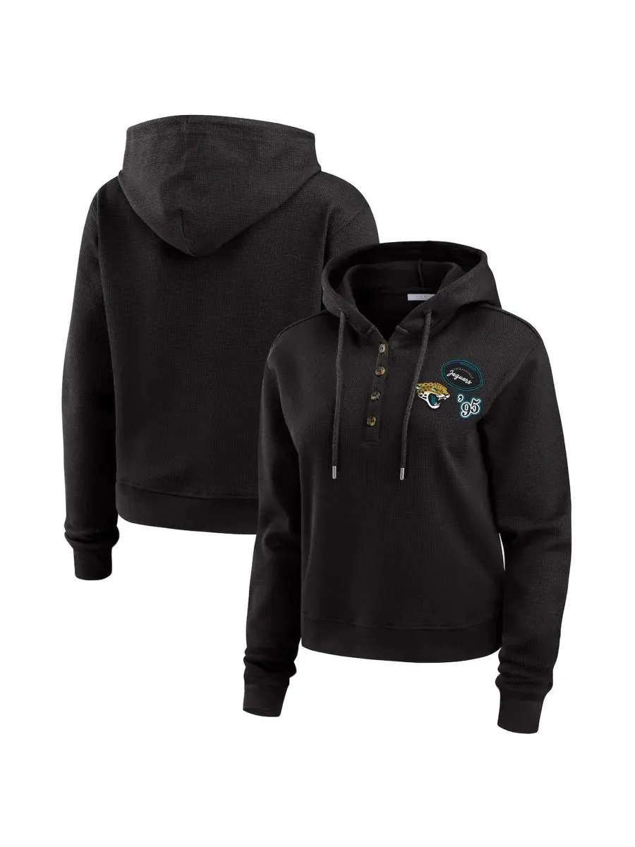 Худи с капюшоном из вафли с принтом Jacksonville Jaguars WEAR by Erin Andrews — изображение 1 из 4, черный
