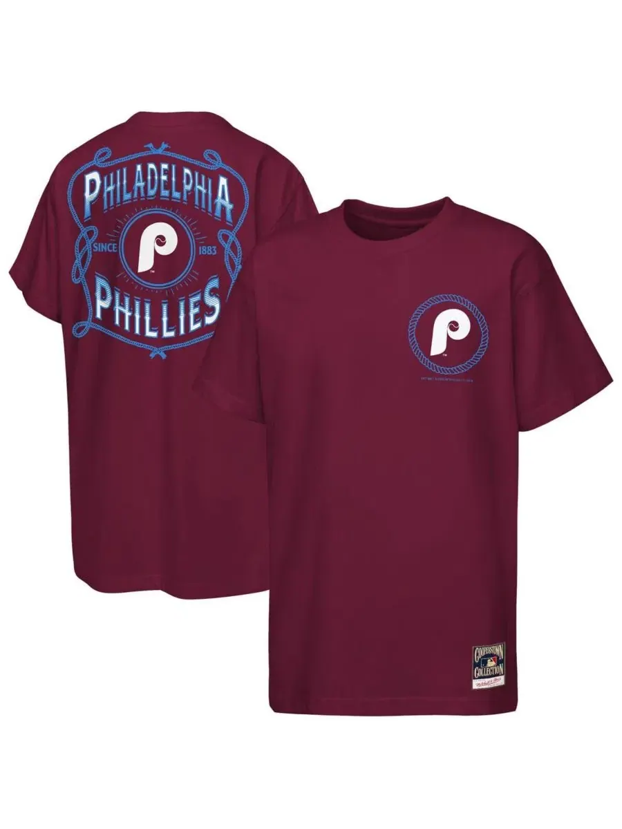 Футболка с коротким рукавом с принтом Cooperstown Rodeo Rope Mitchell & Ness — изображение 1 из 3, бордовый