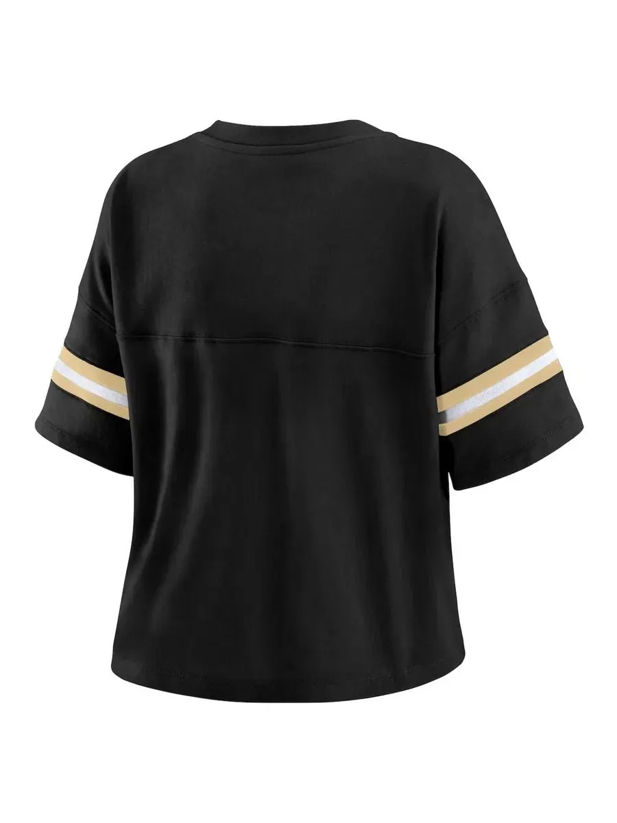 Футболка с V-образным вырезом и принтом New Orleans Saints, модель Color Block Boxy WEAR by Erin — изображение 3 из 4, черный