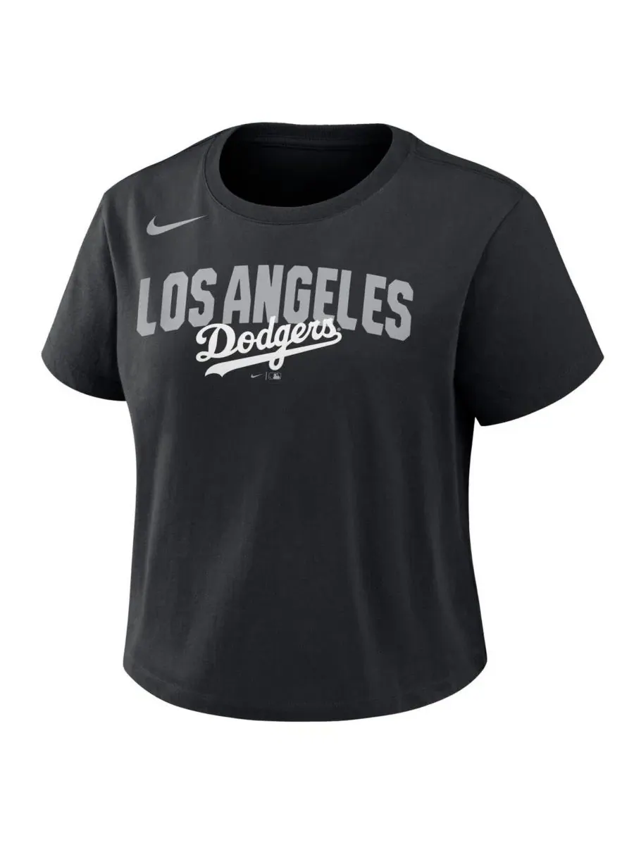 Женская футболка-кроп с принтом Los Angeles Dodgers Mod Nike — изображение 1 из 5, черный