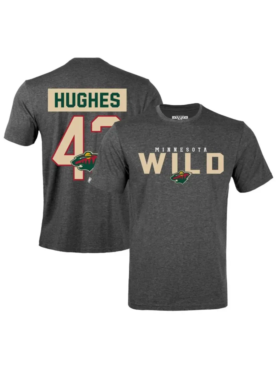 Футболка с коротким рукавом Quinn Hughes Gray Minnesota Wild Richmond LevelWear — изображение 1 из 3, серый