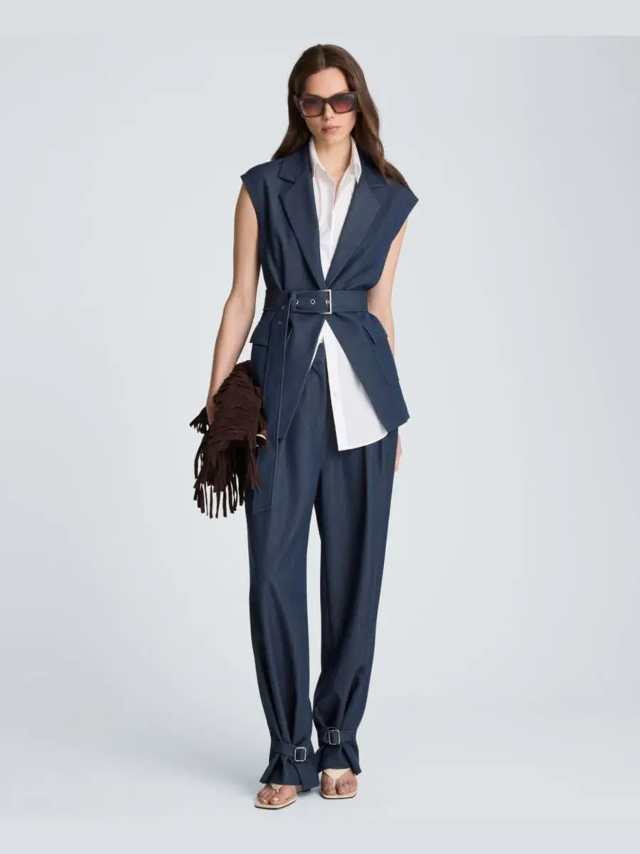 Брюки с высокой посадкой и поясом Kenneth Cole, Midnit Melange — изображение 11 из 11