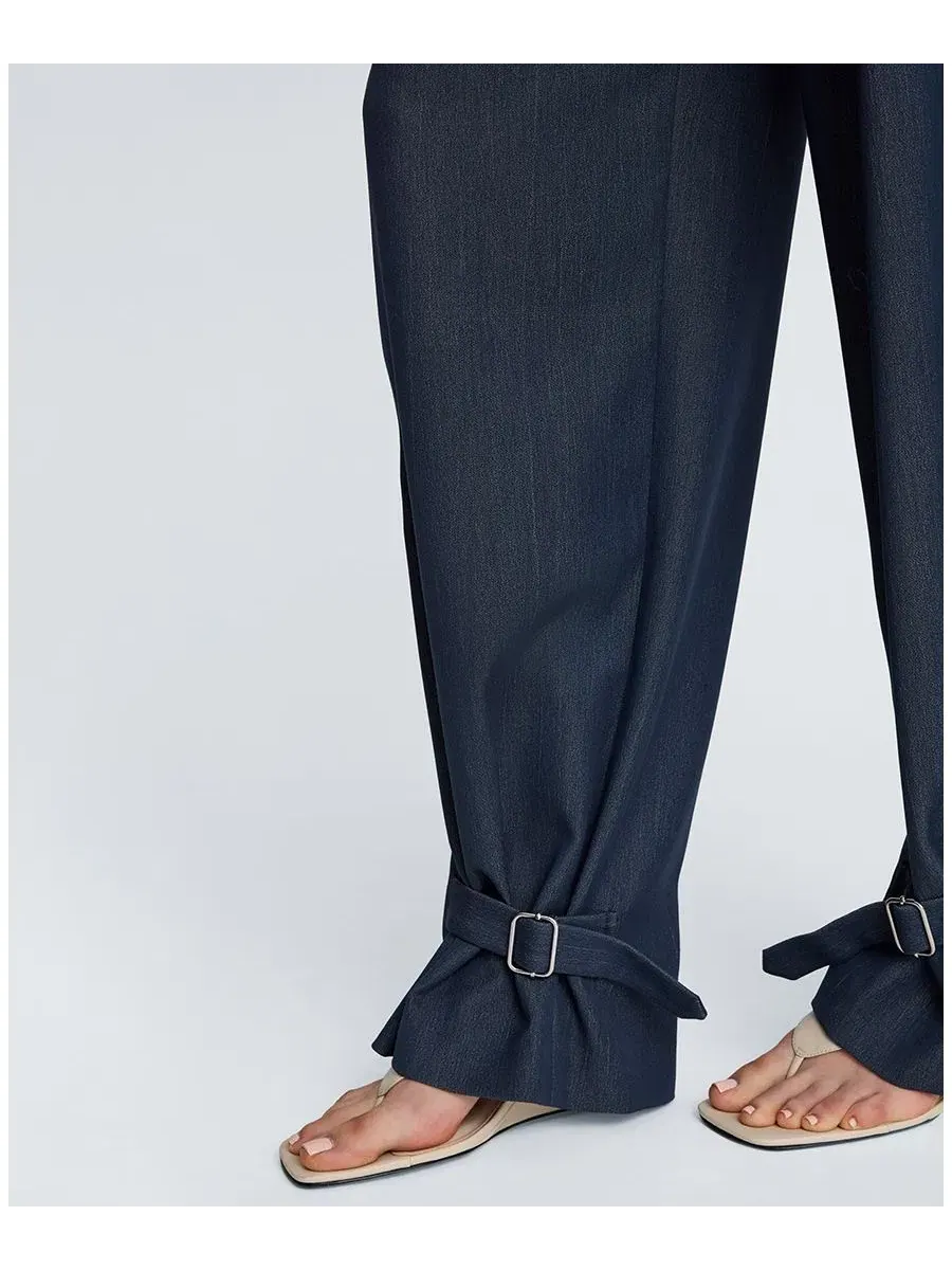 Брюки с высокой посадкой и поясом Kenneth Cole, Midnit Melange — изображение 3 из 11