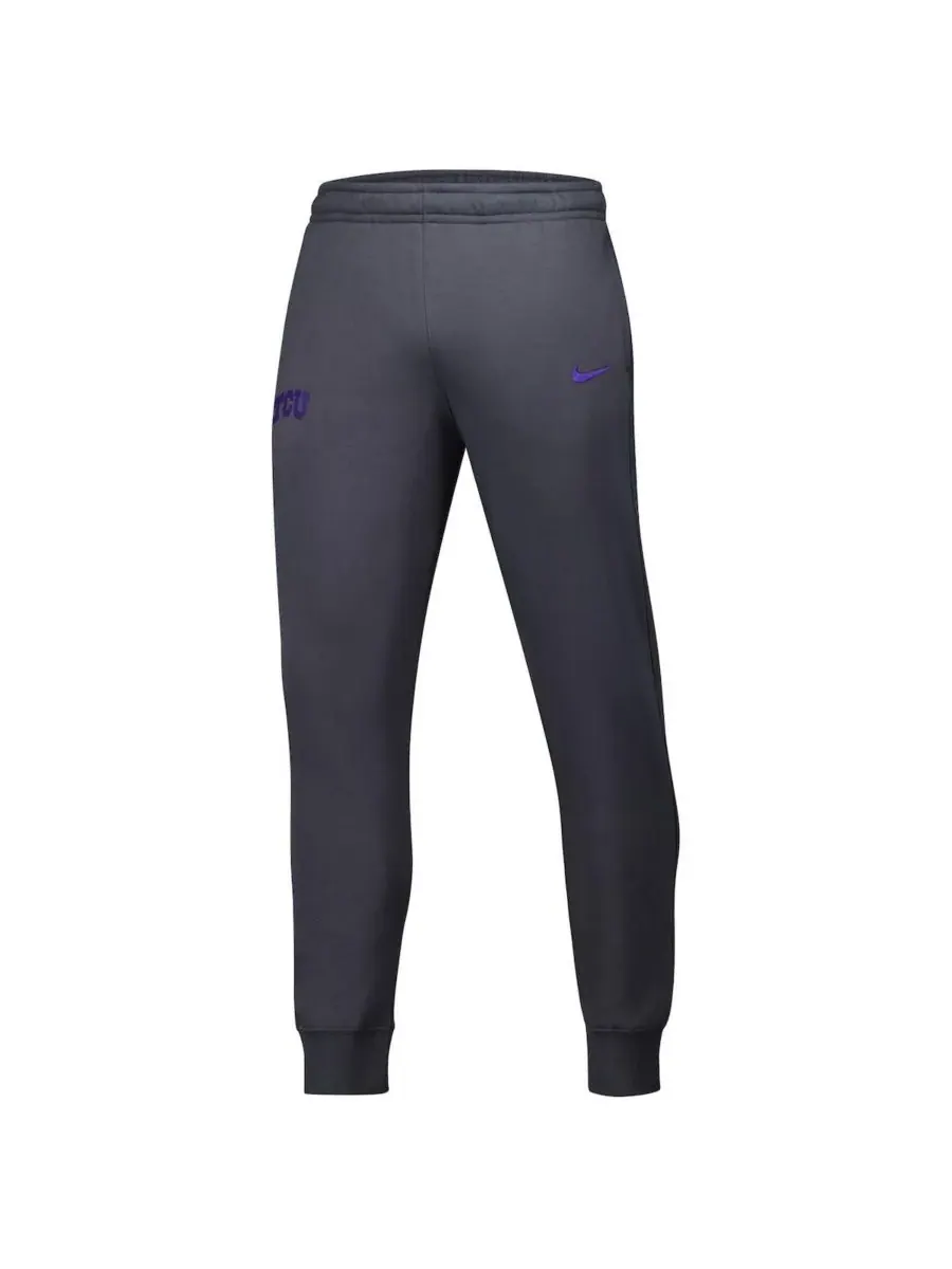Nike Мужские флисовые брюки антрацитового цвета с символикой клуба TCU Horned Frogs — изображение 2 из 3, серый