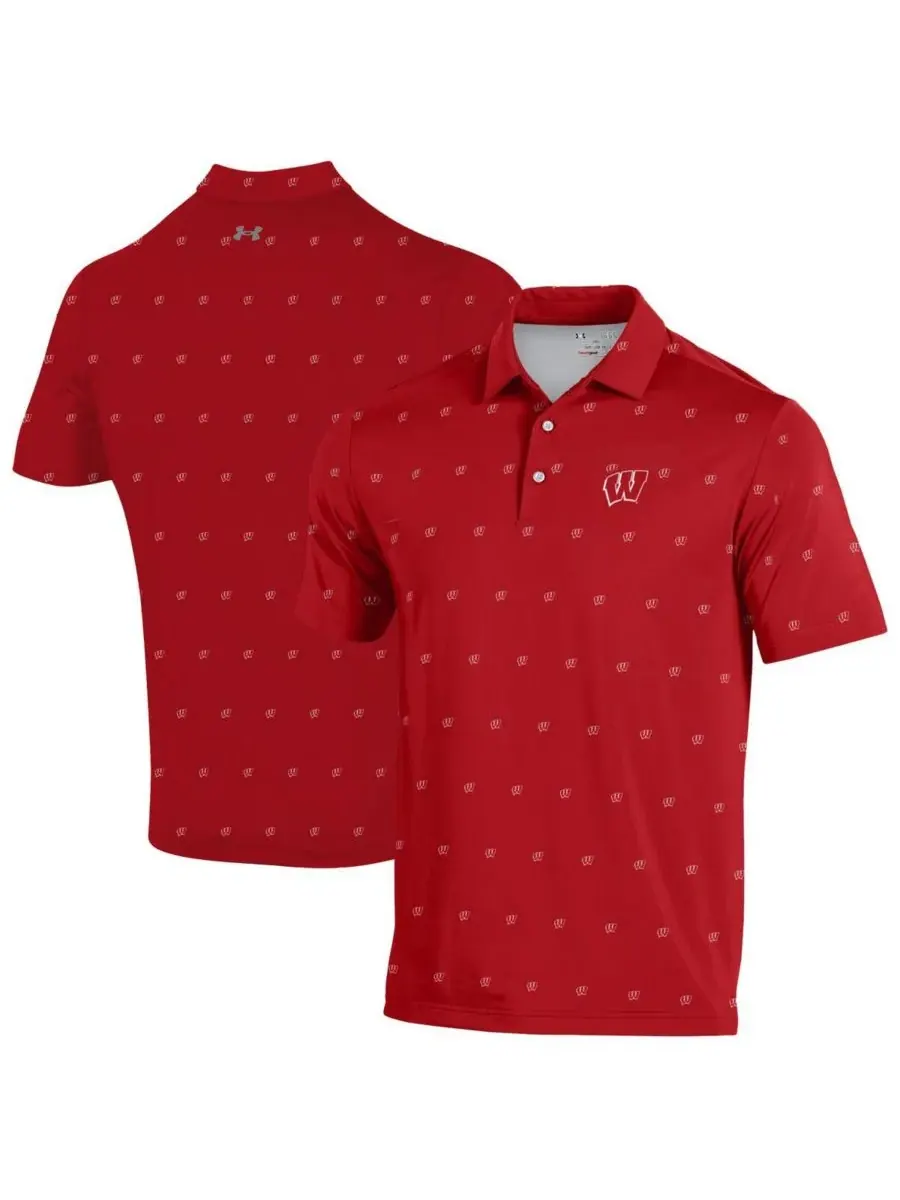 Under Armour Мужская красная футболка-поло Wisconsin Badgers Gameday ArmourFuse — изображение 1 из 3, красный