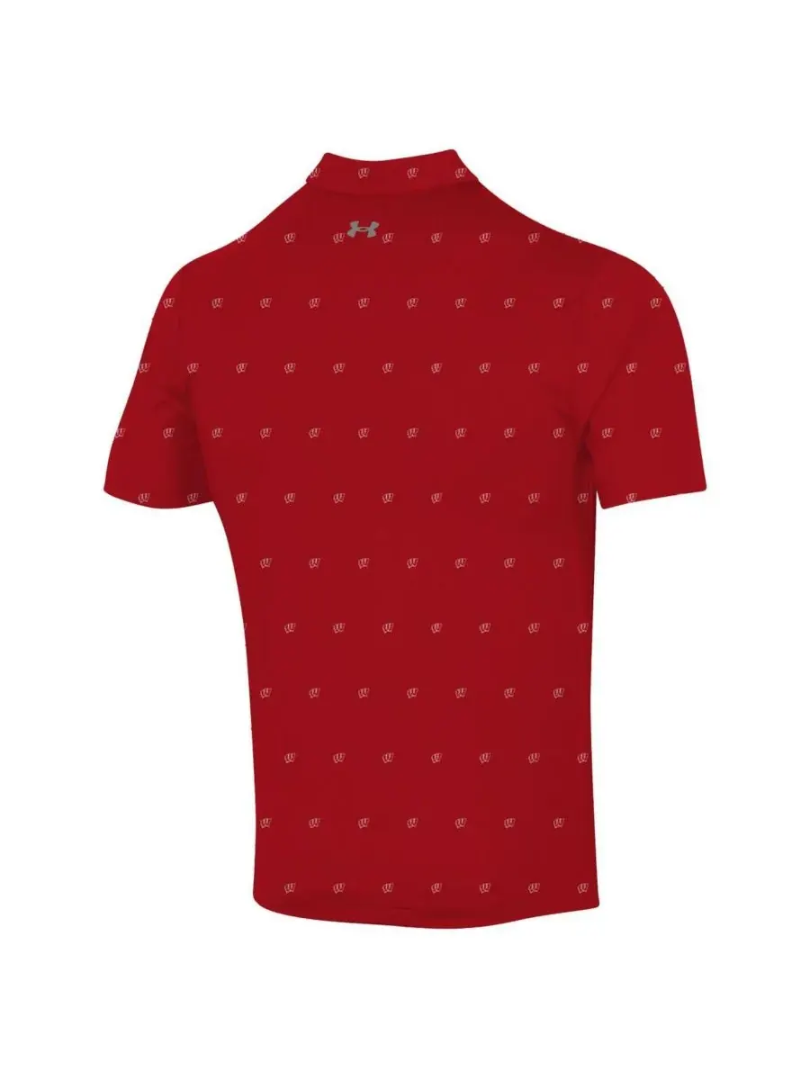 Under Armour Мужская красная футболка-поло Wisconsin Badgers Gameday ArmourFuse — изображение 2 из 3, красный