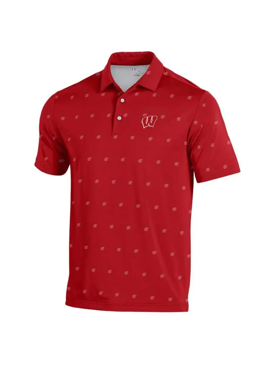 Under Armour Мужская красная футболка-поло Wisconsin Badgers Gameday ArmourFuse — изображение 3 из 3, красный