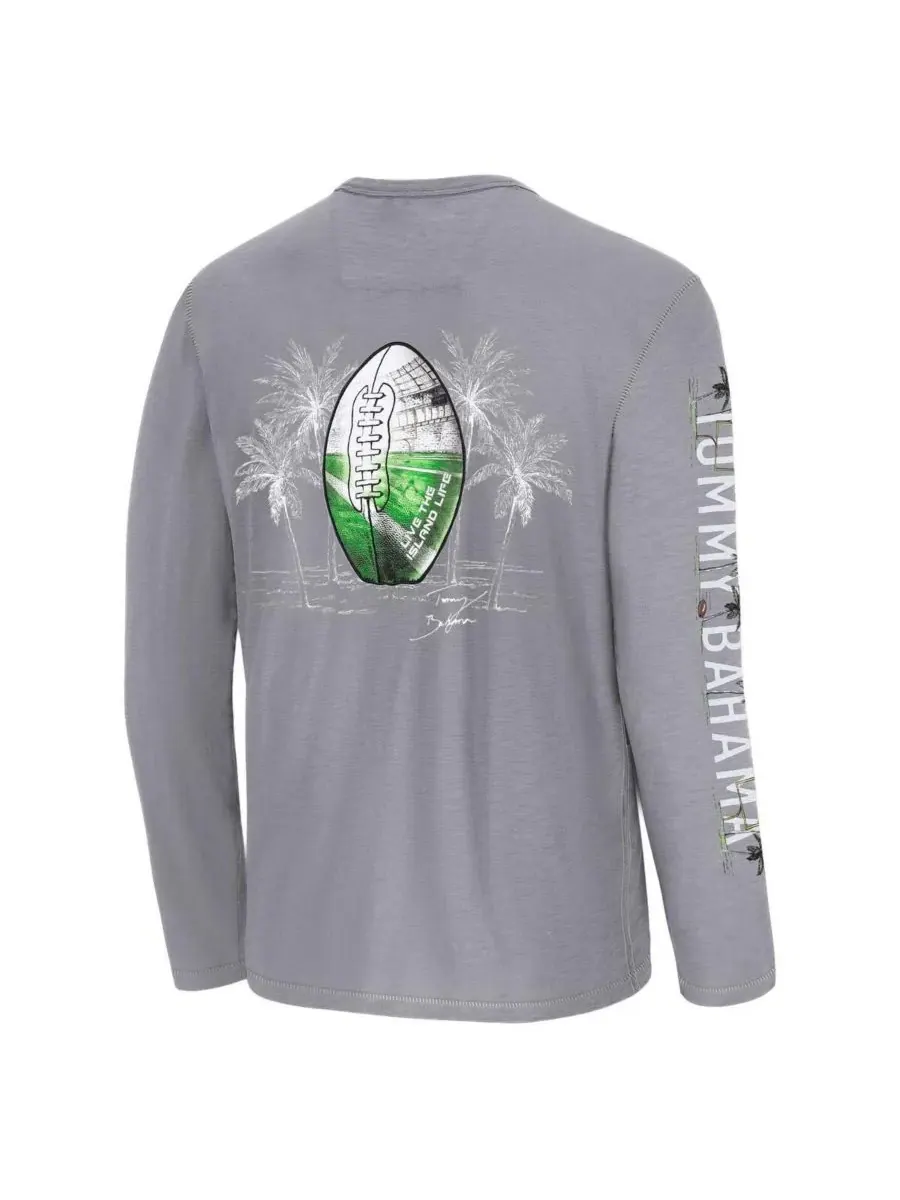 Tommy Bahama Мужская серая футболка с длинным рукавом Philadelphia Eagles Oasis Endzone Lux — изображение 2 из 3, серый