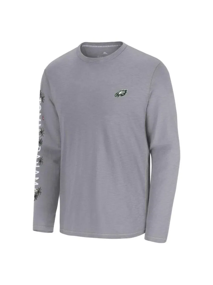 Tommy Bahama Мужская серая футболка с длинным рукавом Philadelphia Eagles Oasis Endzone Lux — изображение 3 из 3, серый