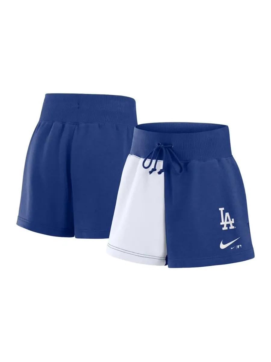 Nike Женские флисовые шорты для отдыха с цветными блоками Los Angeles Dodgers и символикой команды — изображение 1 из 3