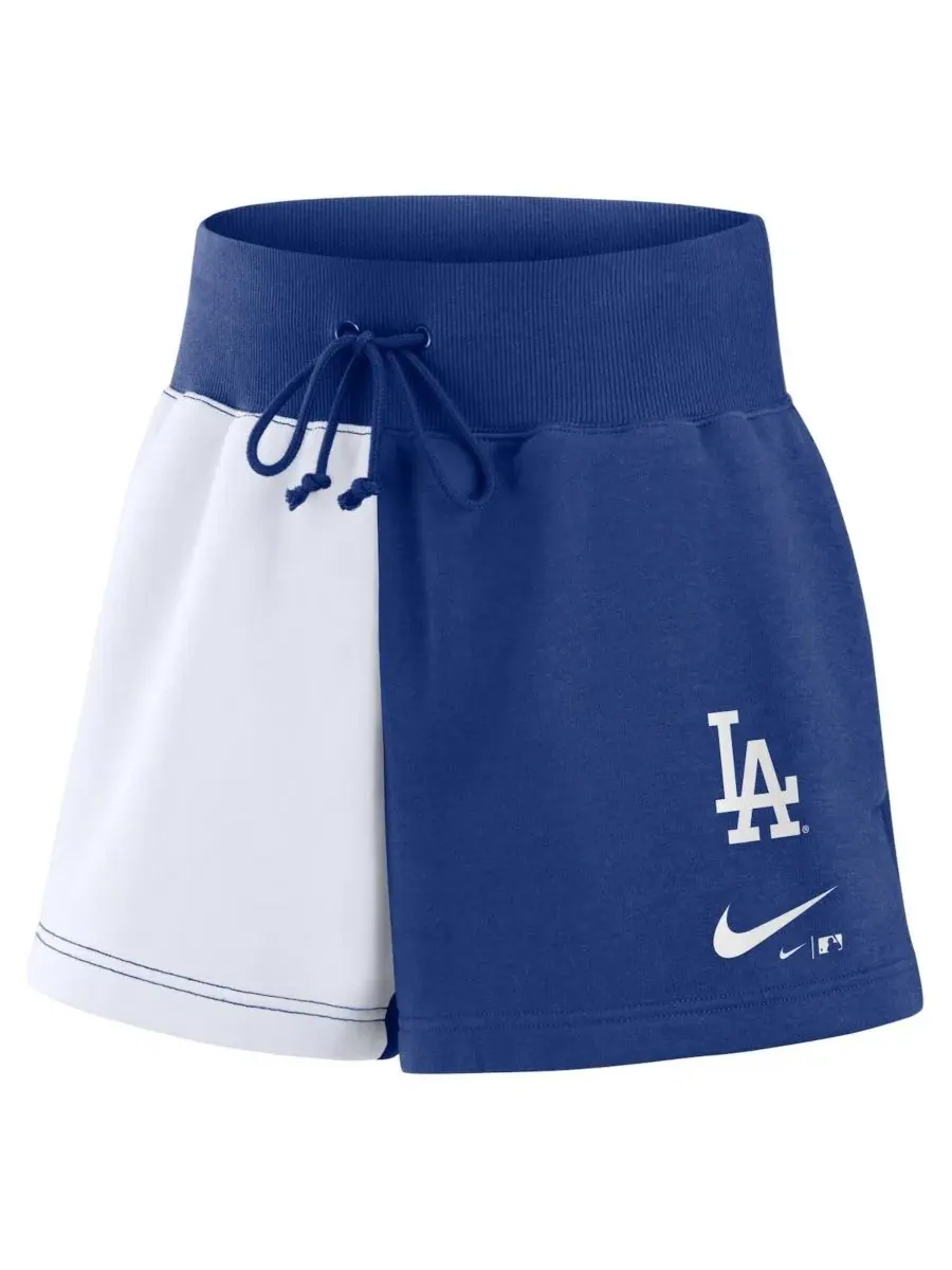 Nike Женские флисовые шорты для отдыха с цветными блоками Los Angeles Dodgers и символикой команды — изображение 2 из 3