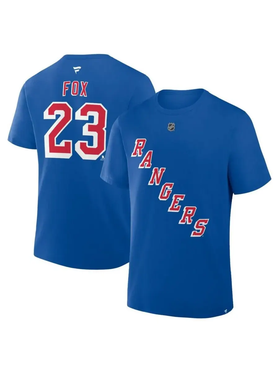 Fanatics Мужская синяя футболка Adam Fox New York Rangers с номером игрока — изображение 1 из 2, синий