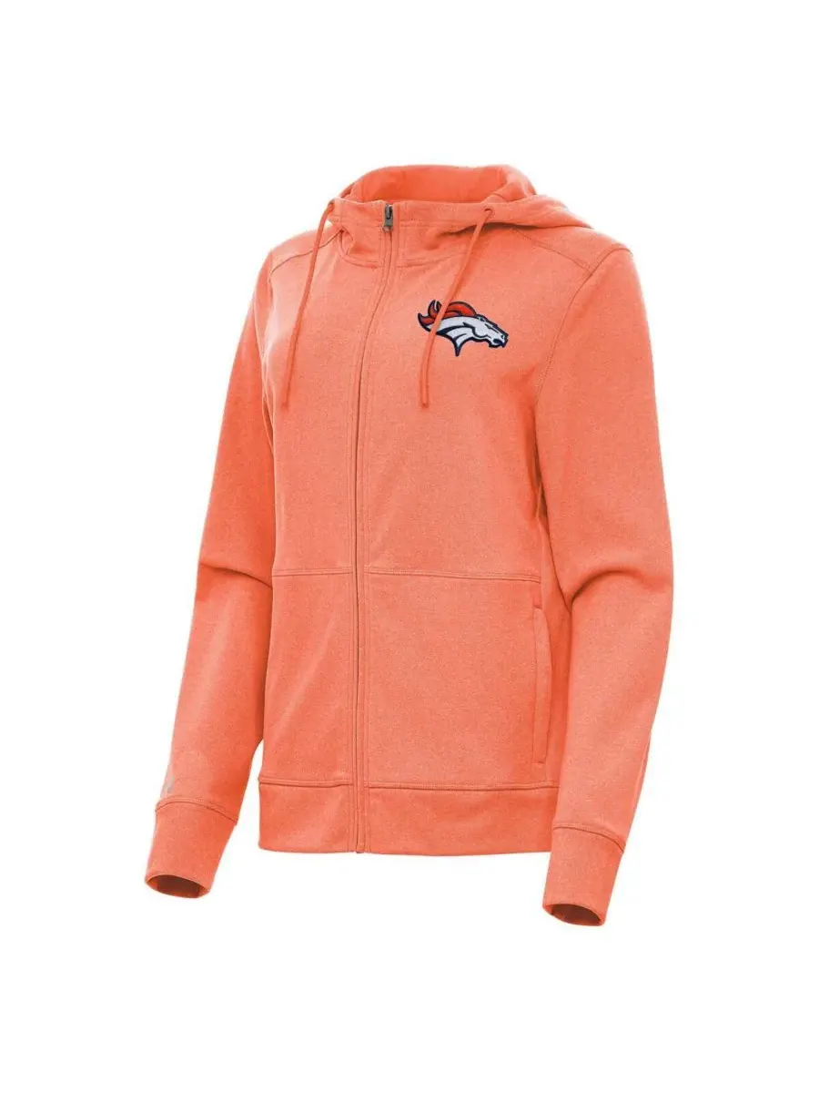 Antigua Женская куртка-худи на молнии Denver Broncos Seeker цвета меланж оранжевого — изображение 1 из 1, оранжевый
