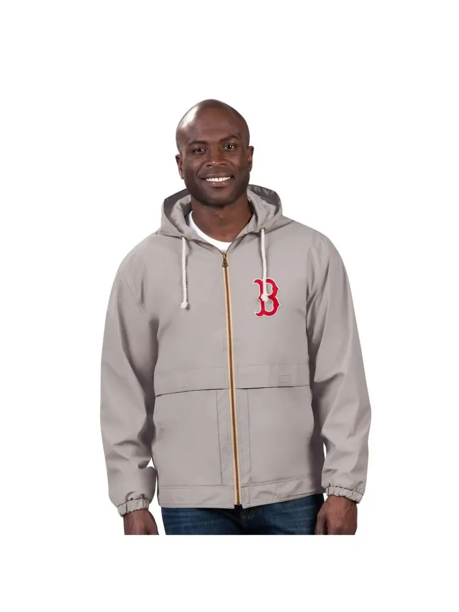 G-III Sports by Carl Banks Мужская серая дождевая куртка на молнии с символикой Boston Red Sox — изображение 1 из 2, серый