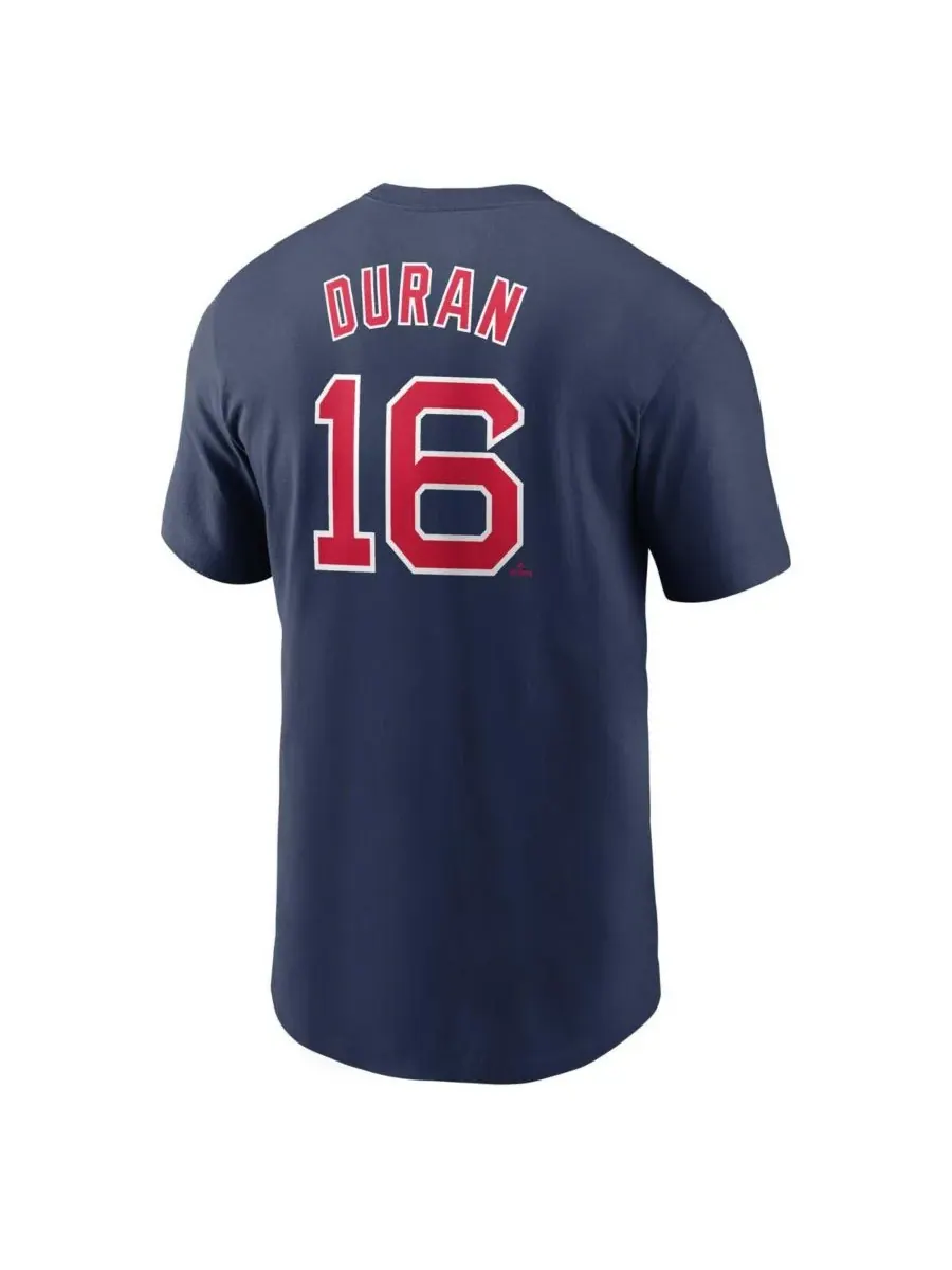 Nike Мужская футболка Jarren Duran Navy Boston Red Sox с фуззом и номером игрока — изображение 2 из 3, темно-синий