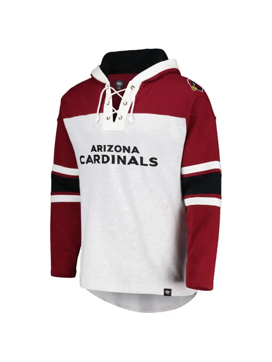 '47 Brand Мужская толстовка с капюшоном на шнуровке Arizona Cardinals серого цвета с рисунком — изображение 2 из 2, серый