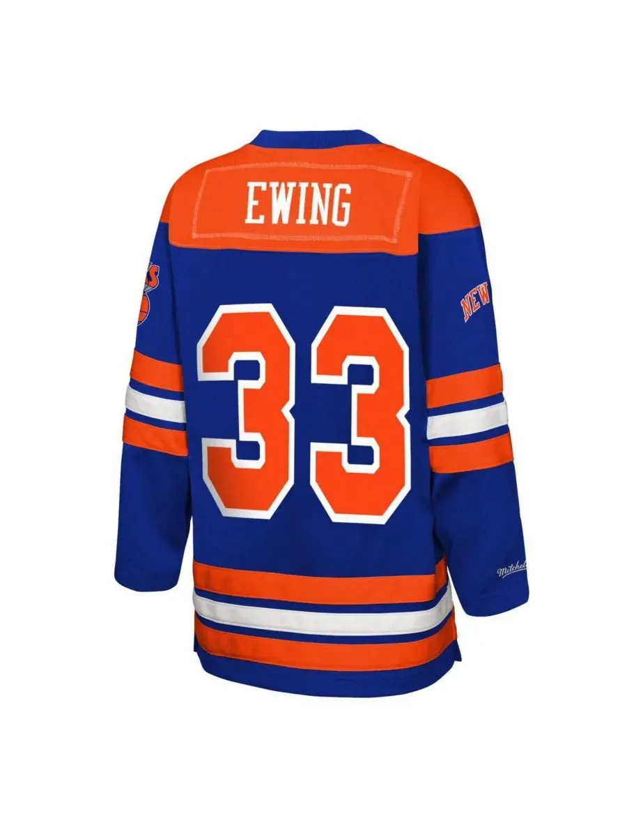 Mitchell & Ness Хоккейная майка Big Boys and Girls Patrick Ewing Blue New York Knicks Maxxed Out — изображение 2 из 3, синий