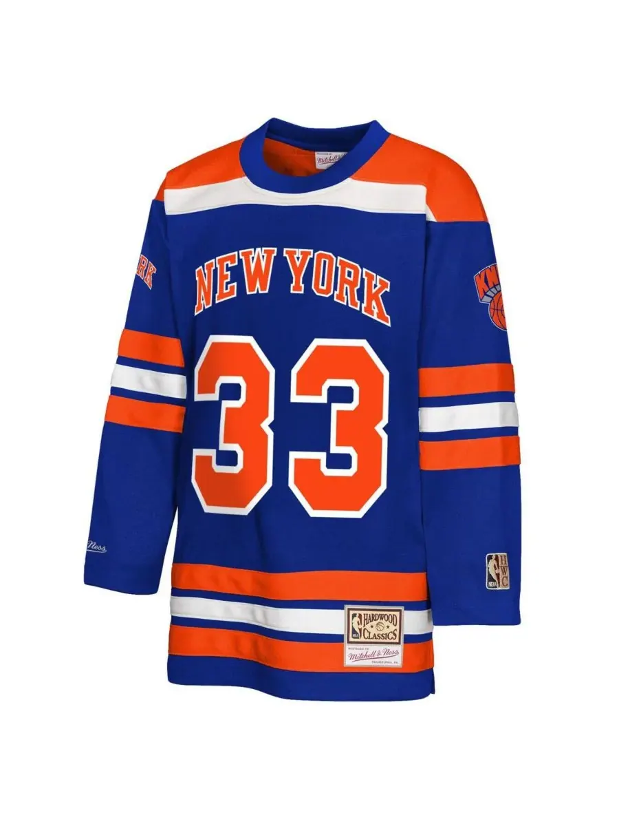 Mitchell & Ness Хоккейная майка Big Boys and Girls Patrick Ewing Blue New York Knicks Maxxed Out — изображение 3 из 3, синий