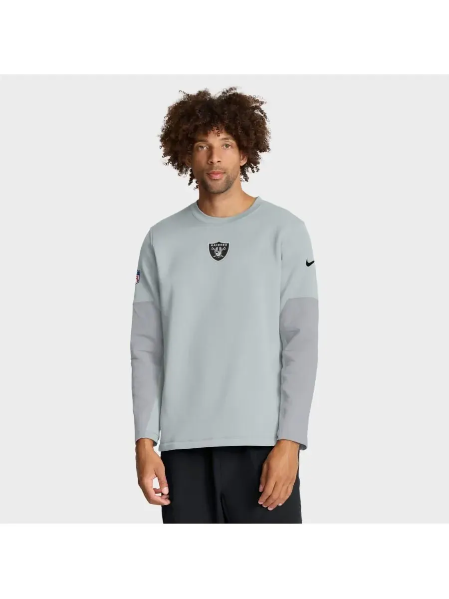 Nike Мужская серебристая футболка с длинным рукавом Las Vegas Raiders Sideline Scripted to Win — изображение 1 из 5