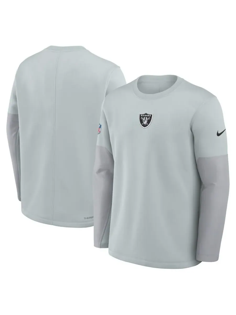 Nike Мужская серебристая футболка с длинным рукавом Las Vegas Raiders Sideline Scripted to Win — изображение 4 из 5