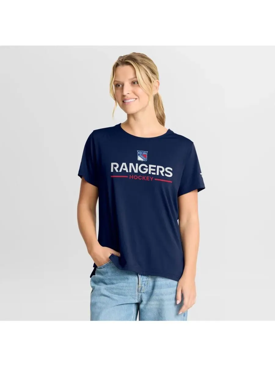 Fanatics Женская темно-синяя футболка New York Rangers Authentic Pro Rink Tech — изображение 1 из 5, темно-синий красный