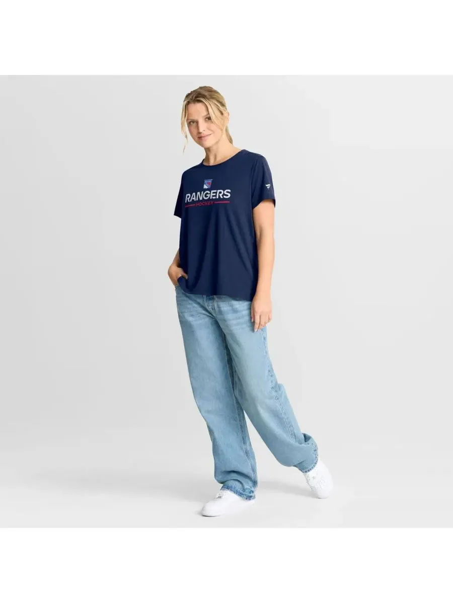 Fanatics Женская темно-синяя футболка New York Rangers Authentic Pro Rink Tech — изображение 5 из 5, темно-синий красный