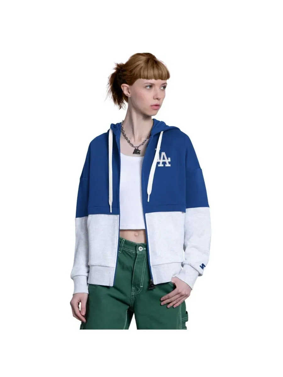 Женская толстовка на молнии с логотипом Los Angeles Dodgers Wishbone — изображение 1 из 4, серый